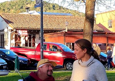 My friend Margaret giving something to eat. While chatting