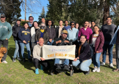 a group photo with both of the clinical trial teams | friends from Dutch Bros Coffee | Mrs. Phyllis | family members | celebrating my third year in the clinical trial