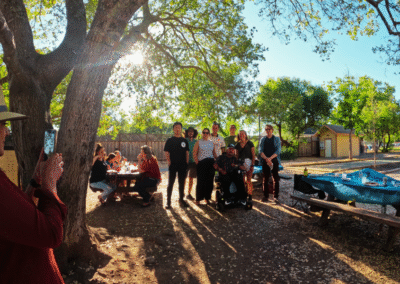 My sister taking a picture of the researchers and me